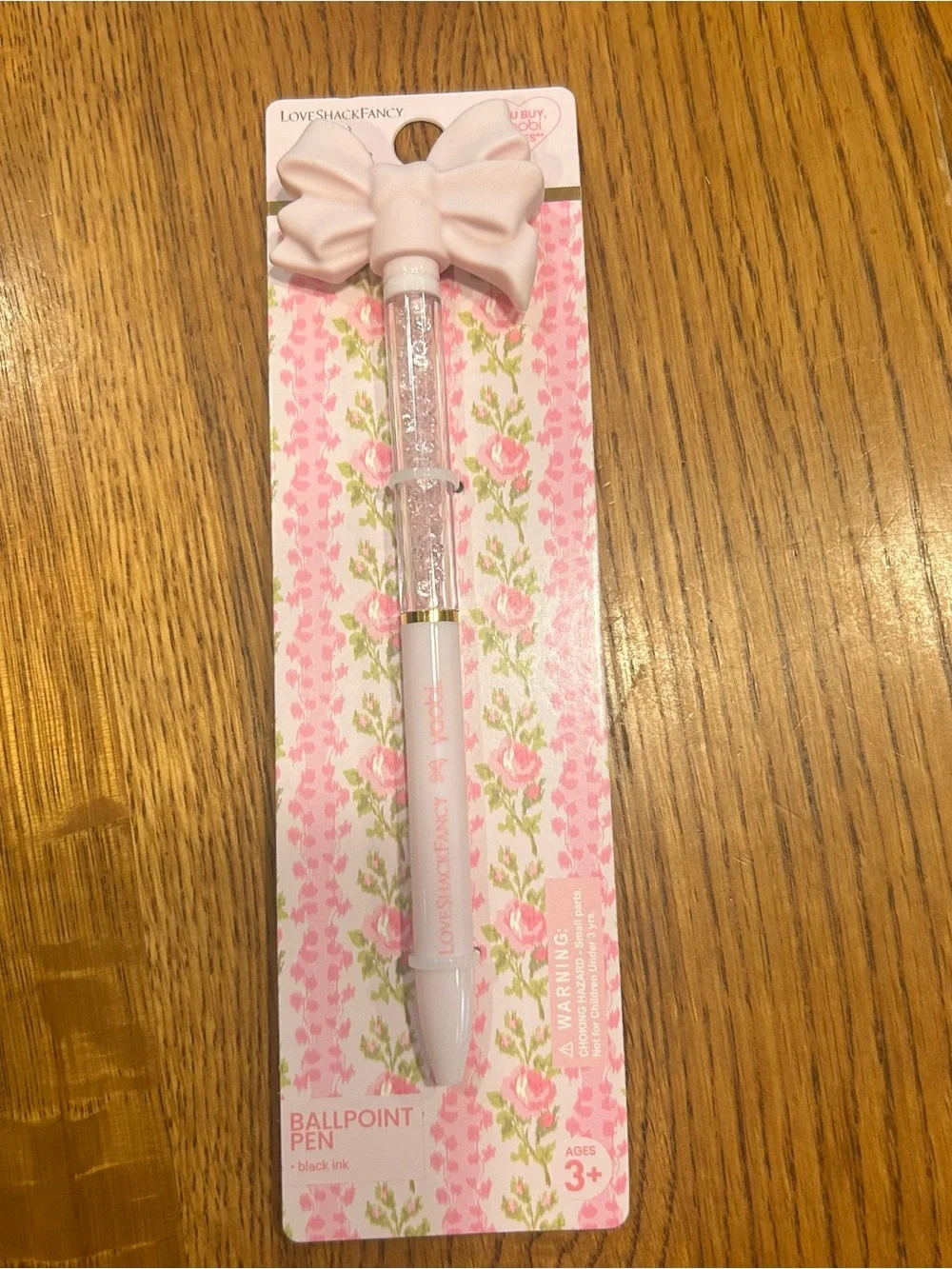 LoveShackFancy x Target Yoobi  Pink and White Bow Ballpoint Pen